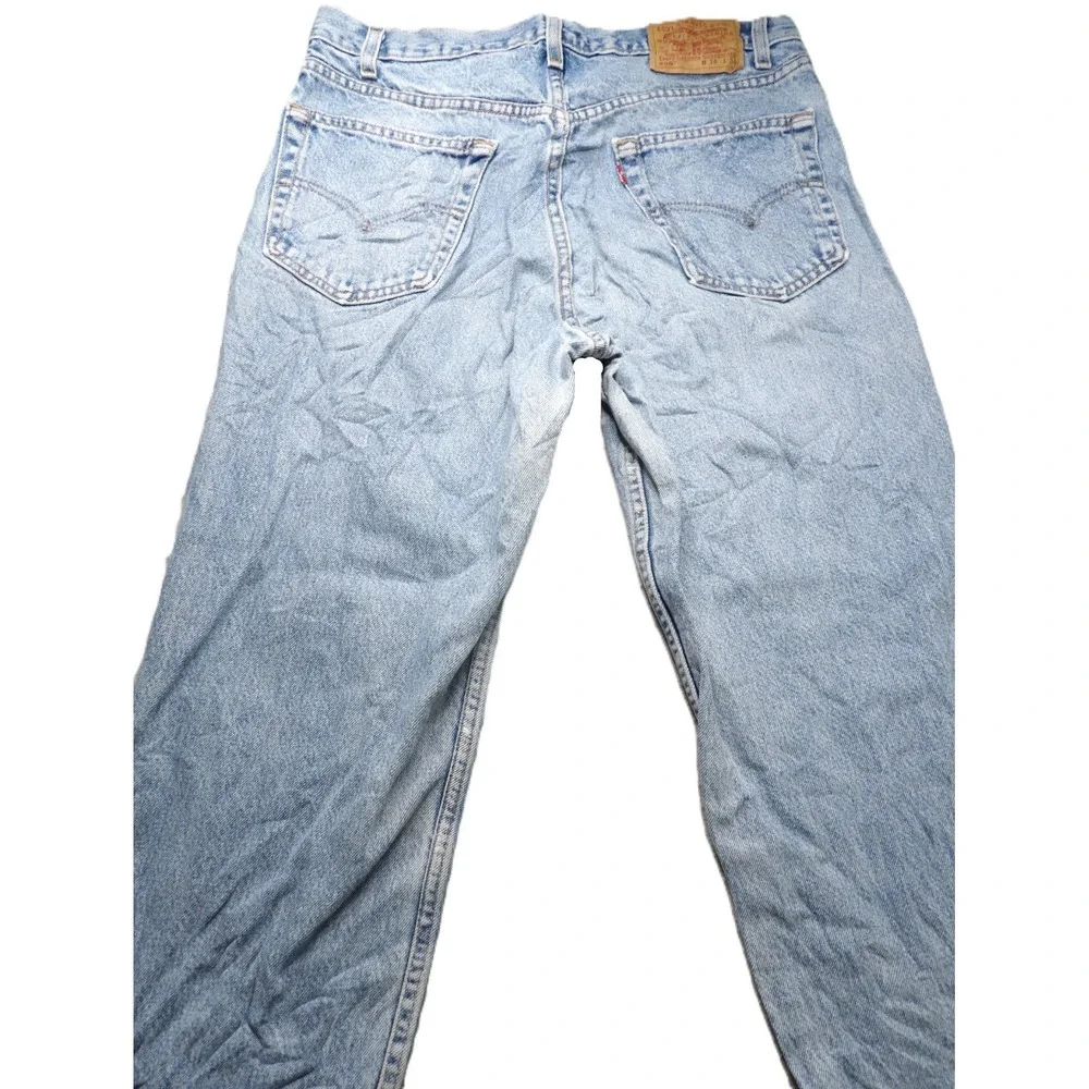 VTG 90s Levis 550 Jeans Men W34 L34 Made USA Light Wash Relaxed Tapered Leg Blue